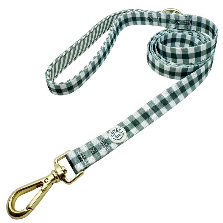 Green Gingham Leash for wholesale by Covey Collection