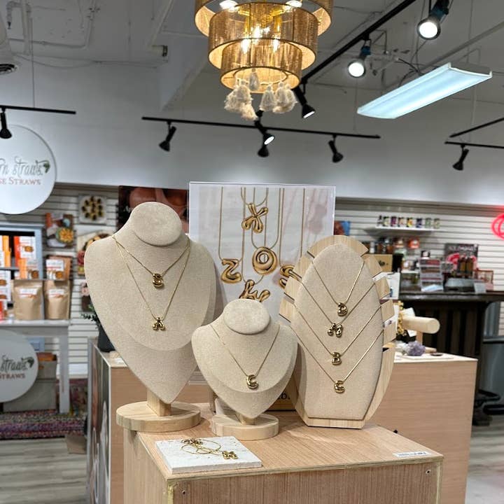 Cape Diablo - Wholesale Pendant/Charm Necklace - 57 Gold Bubble Letter Necklaces Pack2