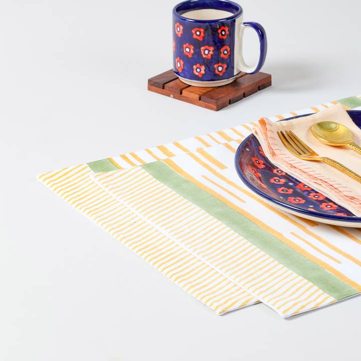 Individual com Risca Estampado à Mão - Laranja por atacado de Eyaas