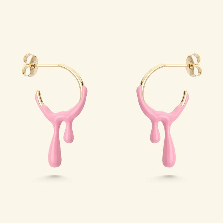 Brinco Gelato Gold - Framboesa por atacado de DOLCETTO DESIGNS