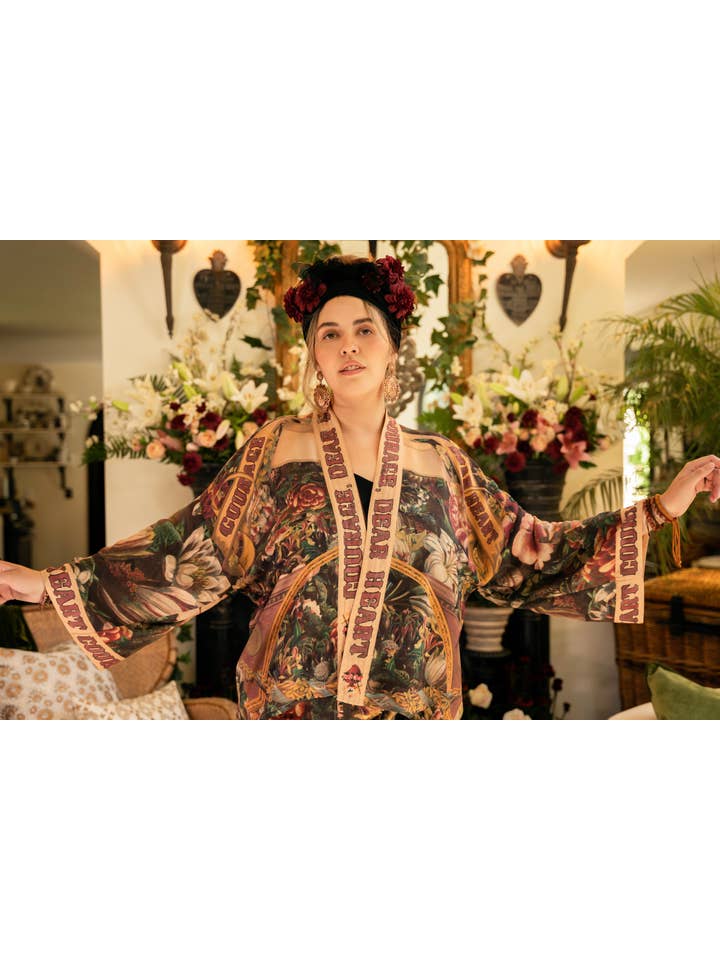 Market of Stars - Wholesale Kimono - Women's - Courage Dear Heart Pixie Duster Crop Kimono w/ Sacred Heart