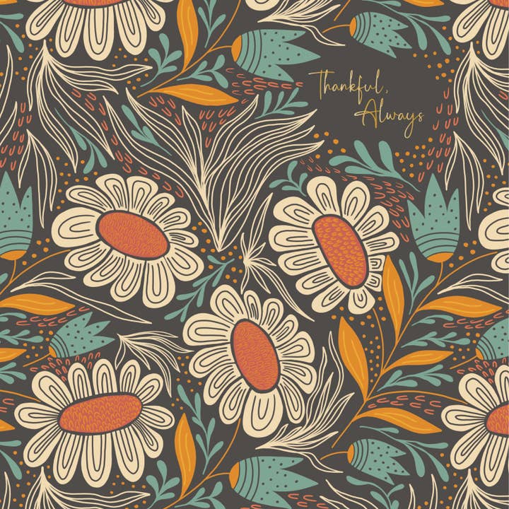 Amicreative - Wholesale Thank You Card - Thankful Always, Gold Foil Thanksgiving & Fall Greeting Card1