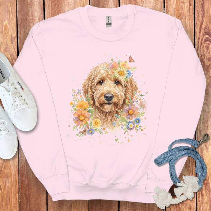 Goldendoodle Flower Sweatshirt for wholesale by Puppy Jo