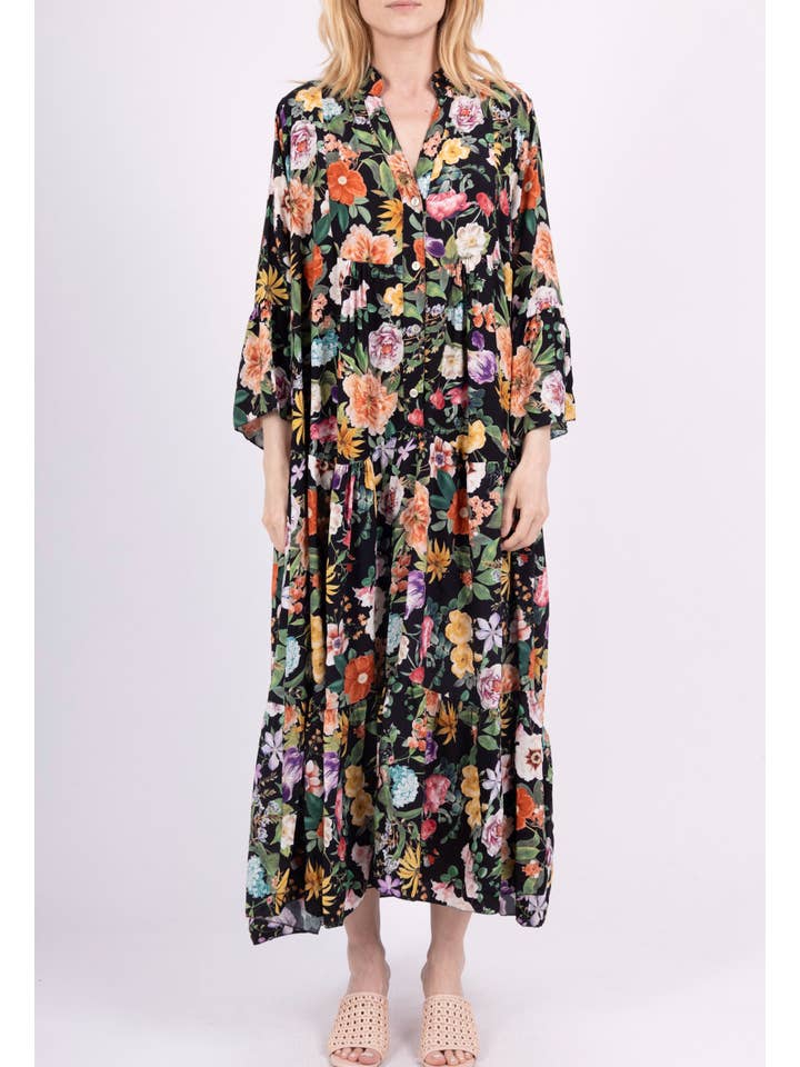 Happy look - Wholesale Dress - Women's - Maxi dress in floral printed viscose