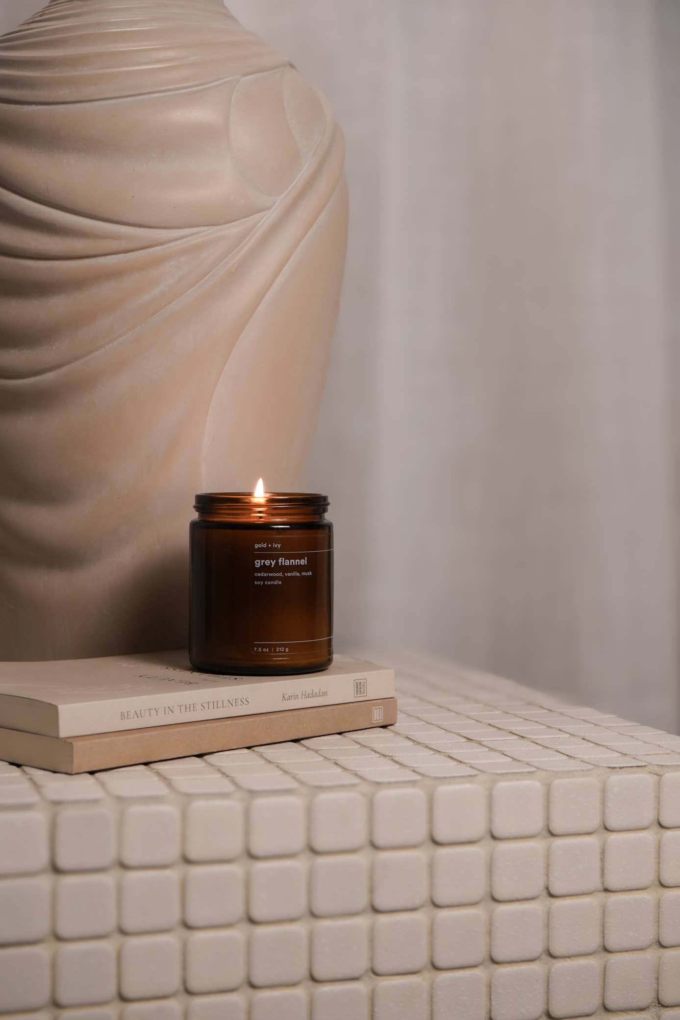 gold + ivy - Wholesale Jar/Filled Candle - grey flannel soy candle - cedarwood, vanilla, musk3