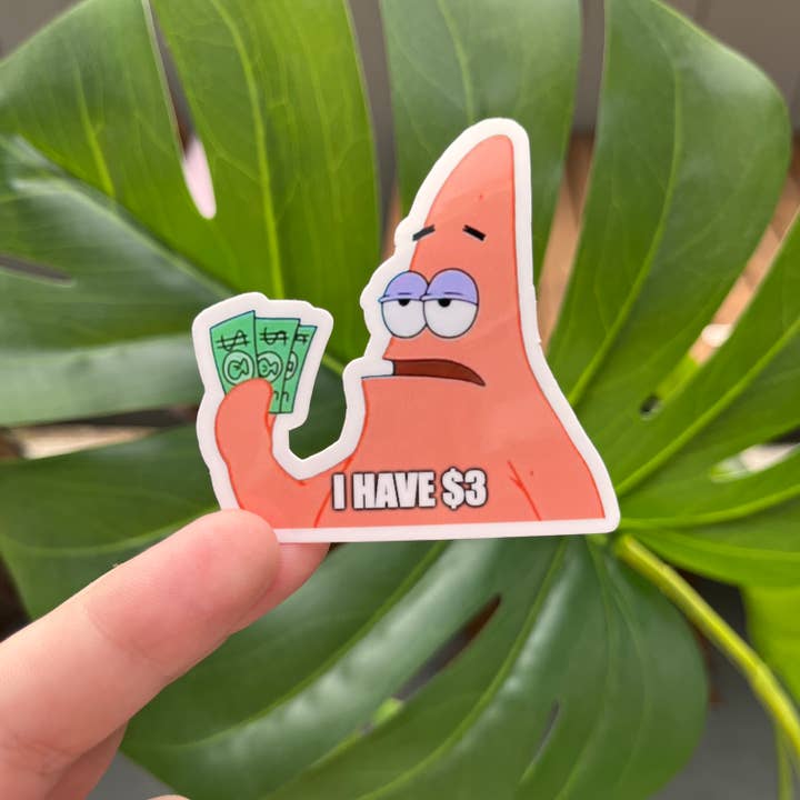 ShopSourSweetener - Vente Autocollant - Autocollant Patrick Star « Je n'ai que 3$ », Bob l'éponge1