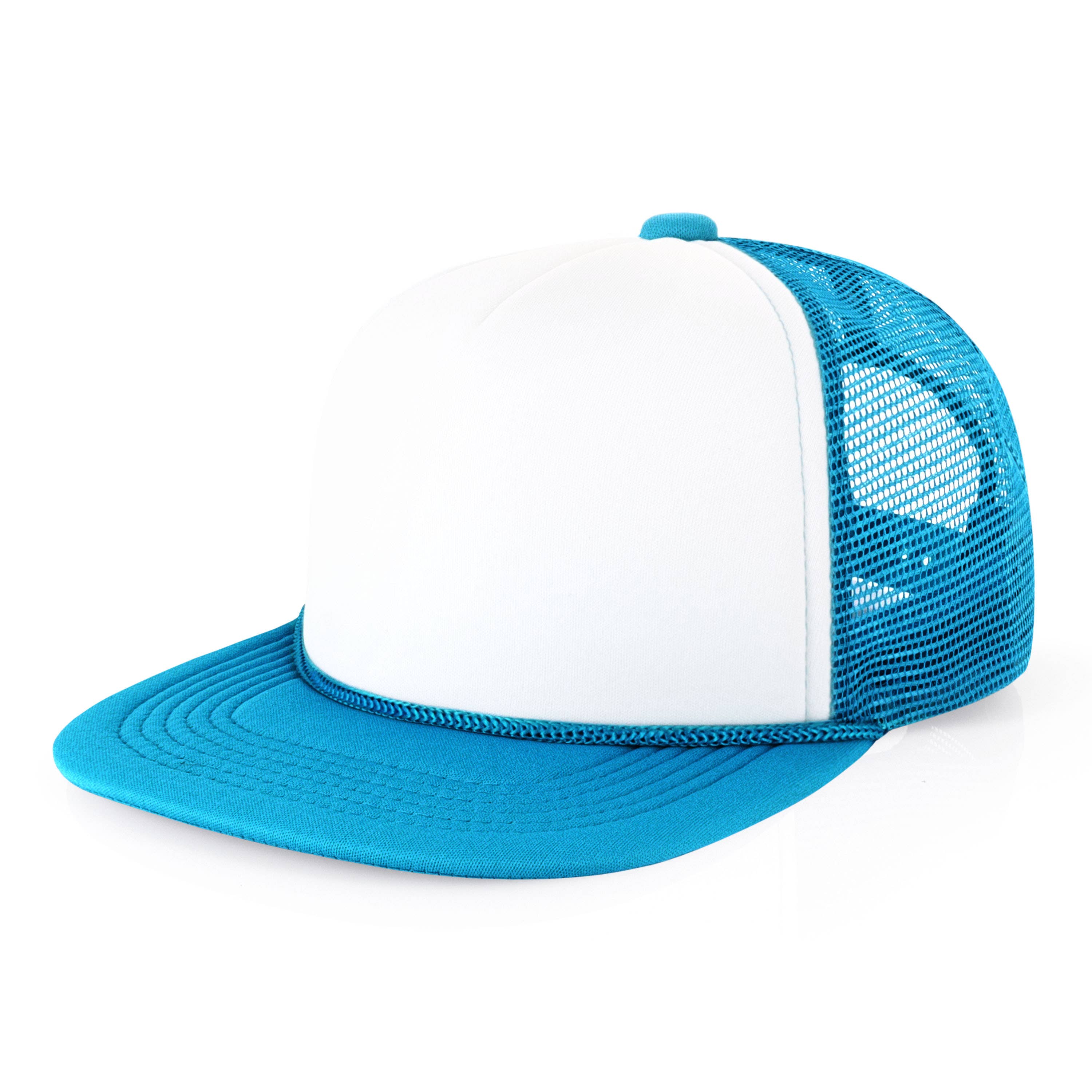 ChoKoLids - Wholesale Trucker Hat - Men's - CHOK.LIDS Plain Two-tone Foam Trucker Flat Bill Cap with Rop50