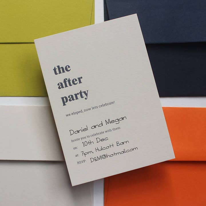 Eloped Wedding Reception Invitations for wholesale by Twenty two east