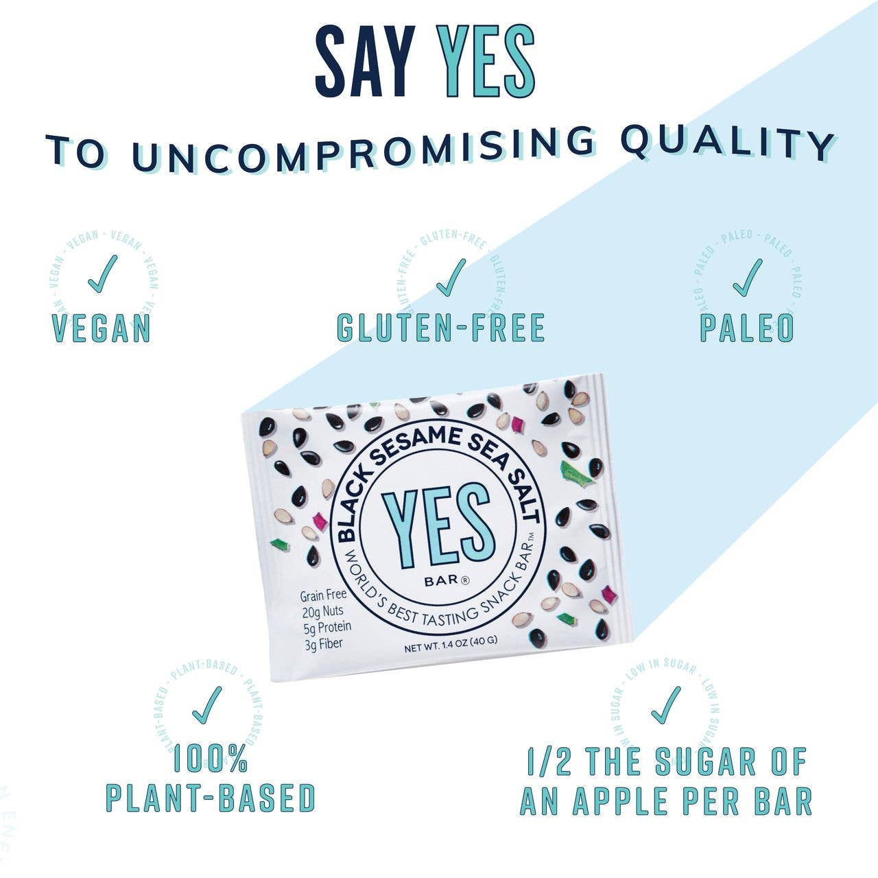 YES Bar® - Low Sugar Snack Bars - Wholesale Snack Bar - Black Sesame Sea Salt - Premium Real Food Snack Bar9