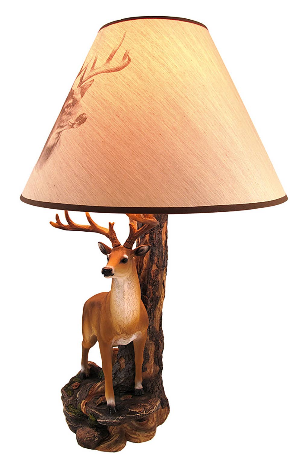 Zeckos - Wholesale Accent/Desk Lamp - 12 Point Buck Table Lamp with Deer Printed Shade1