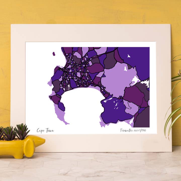 CAPE TOWN ART MAP - HAND-DRAWN & LIMITED EDITION for wholesale by Firewater Gallery