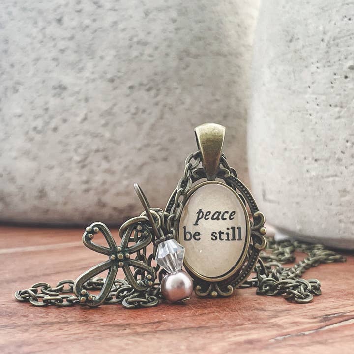 Ivy Barn Designs - Wholesale Pendant/Charm Necklace - Peace Be Still Bible verse necklace Inspirational Jewelry