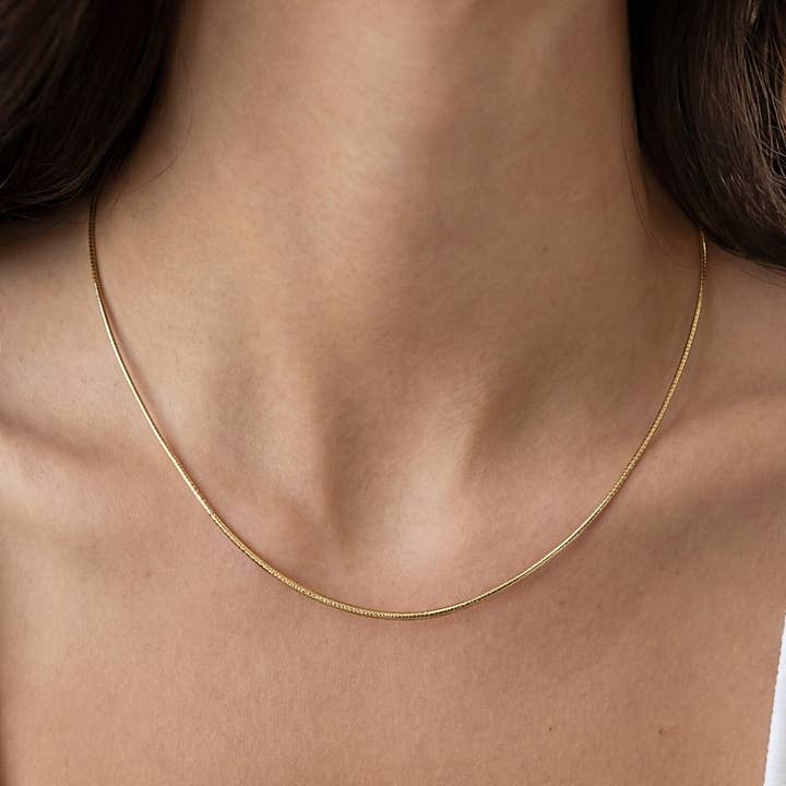 Gold Dipped Twisted Mini Box Chain Necklace for wholesale by The Looks by Fame Accessories