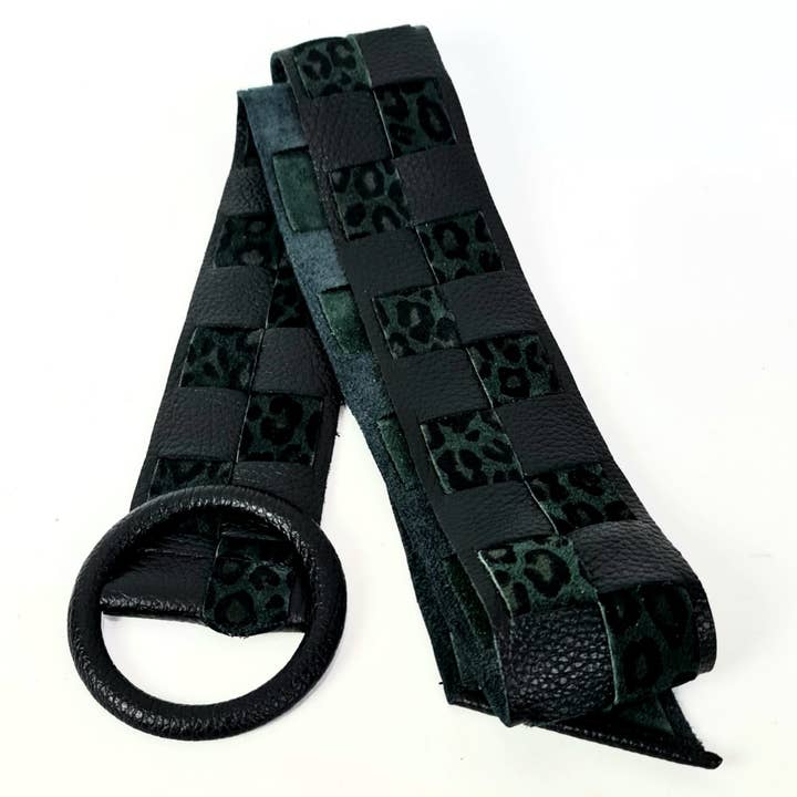 Chenson & Gorett - Wholesale Belt – Women's - Braided Italian Leather Belt with Suede and Animal Print2
