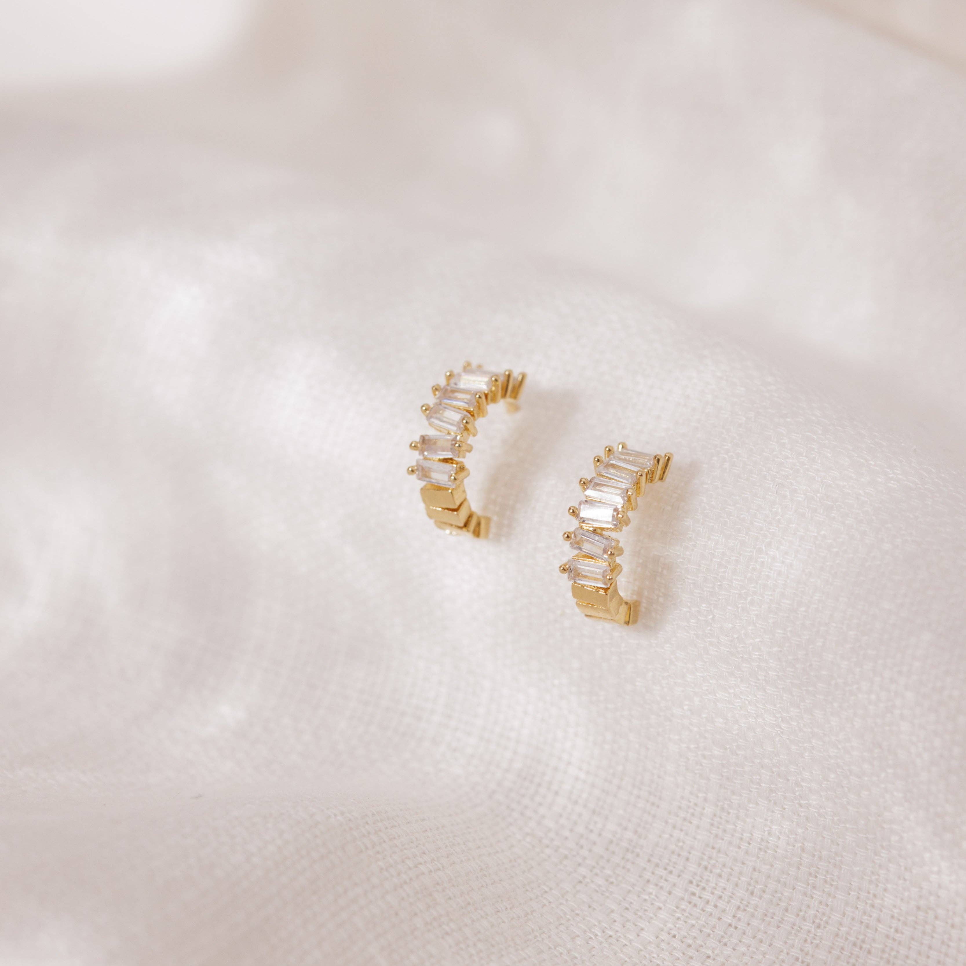 Adorn512 - Wholesale Huggie Earrings - Baguette Huggies0