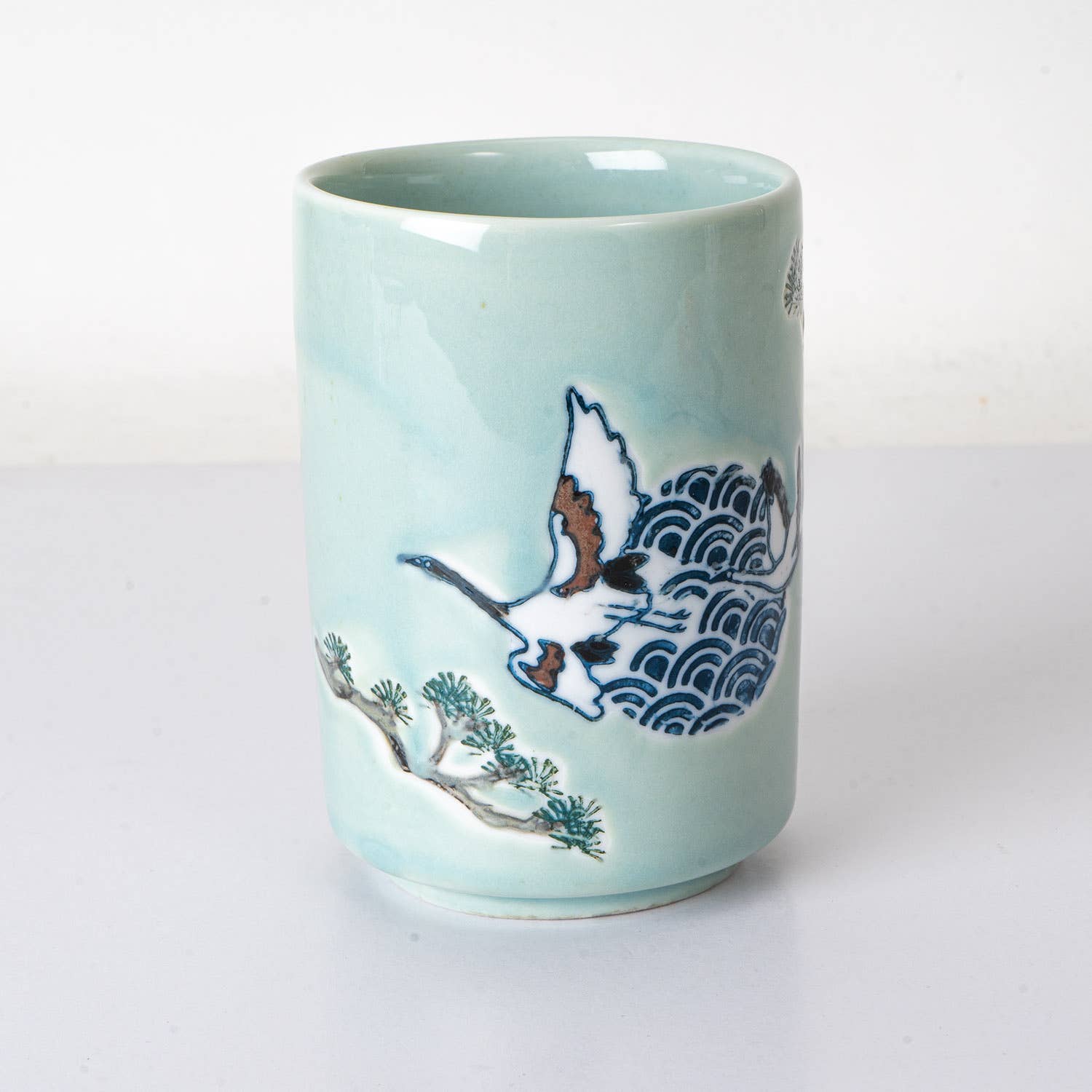 Urban Tokyo – wholesale Coffee mug – Japanese Crane Yunomi Style Tea Cup Reactive Glaze 10 fl oz (12/72)1