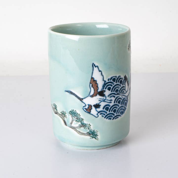 Urban Tokyo - Wholesale Coffee Mug - Japanese Crane Yunomi Style Tea Cup Reactive Glaze 10 fl oz (12/72)1