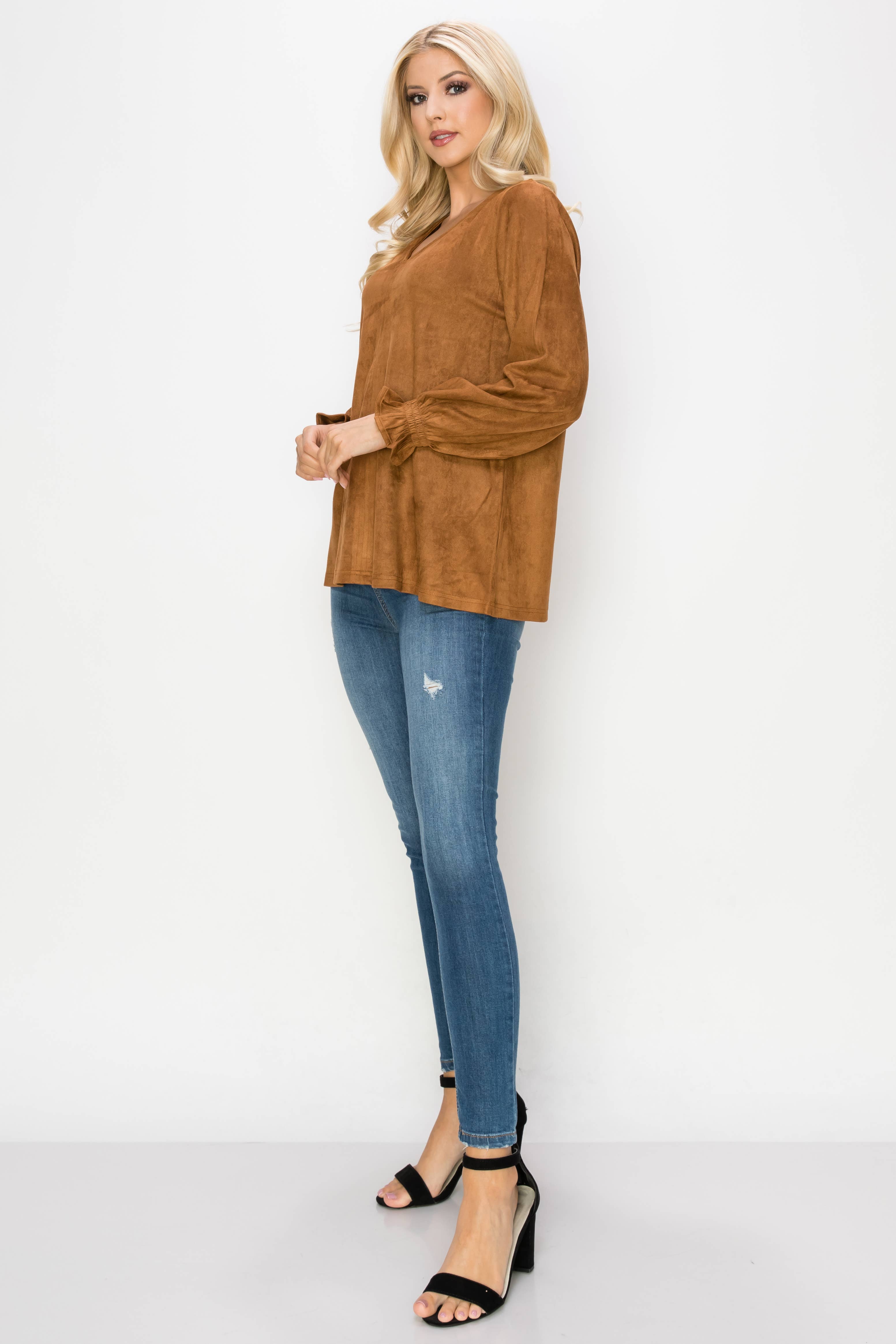 Joh Apparel - Wholesale Blouse - Women's - Abigail Stretch Suede Top26