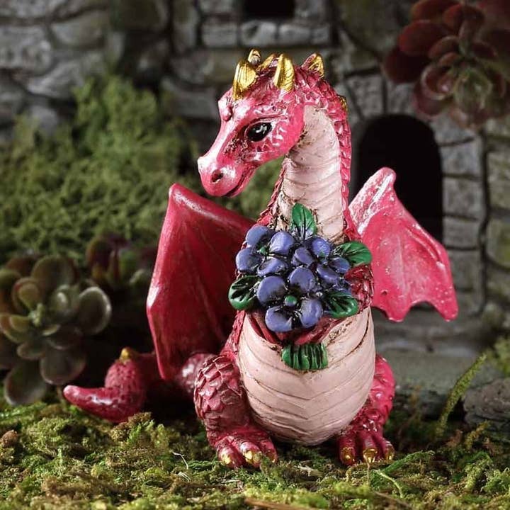 Dragon with Flowers (Fiddlehead Fairy Gardens) for wholesale by Fairygoodies