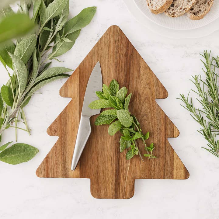 UBERSTAR - Wholesale Cheese Board - Charcuter-Tree Christmas Serving Board - Natural Acacia1