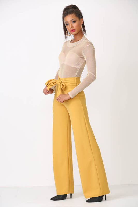 Lemon Tree - Vente Pantalon – femme - PANTALON PALAZZO UNI NOUÉ SUR LE DEVANT7