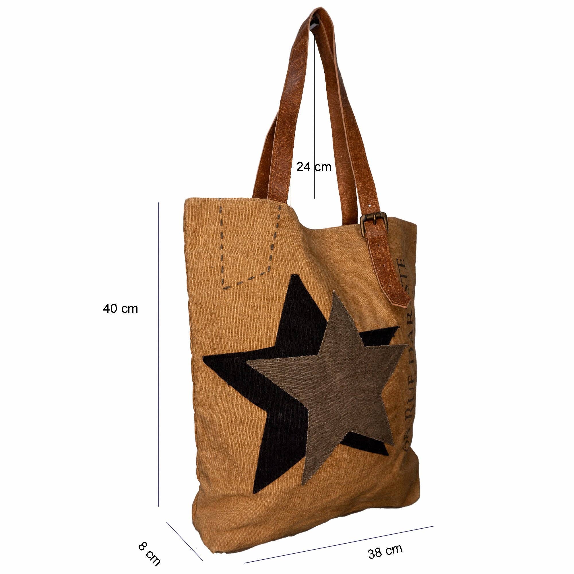 Dorset Bay - Wholesale Tote Bag - Women's - Tan 'Stars' Upcycled Canvas Tote (010)2