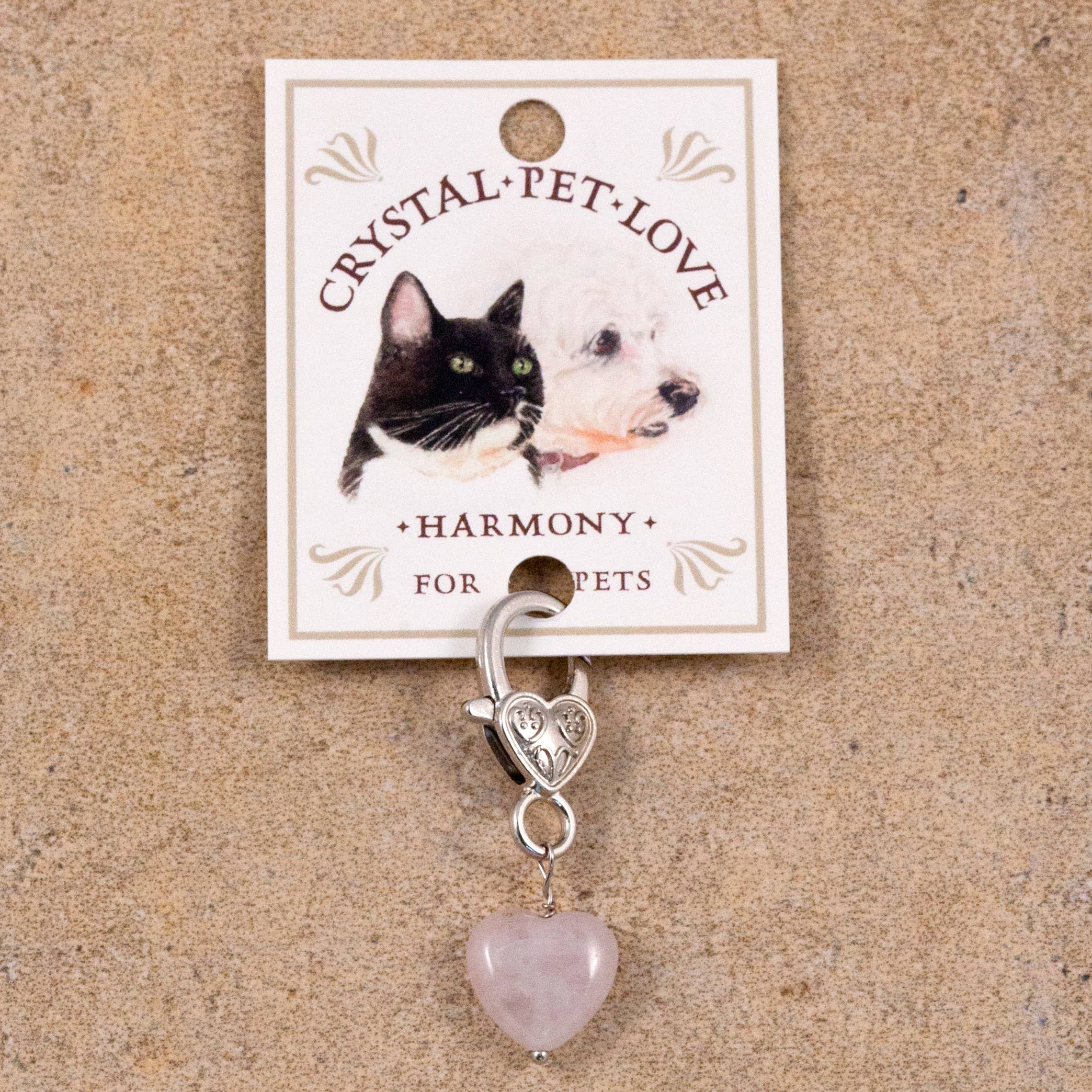 Crystal Pet Love - Vente Breloque de collier – chat et chien - Pendentif pour animal en cristal de quartz rose Harmony pour un soutien holistique3