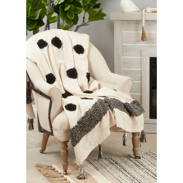 Black White Tufted Dot Throw for wholesale on Faire2