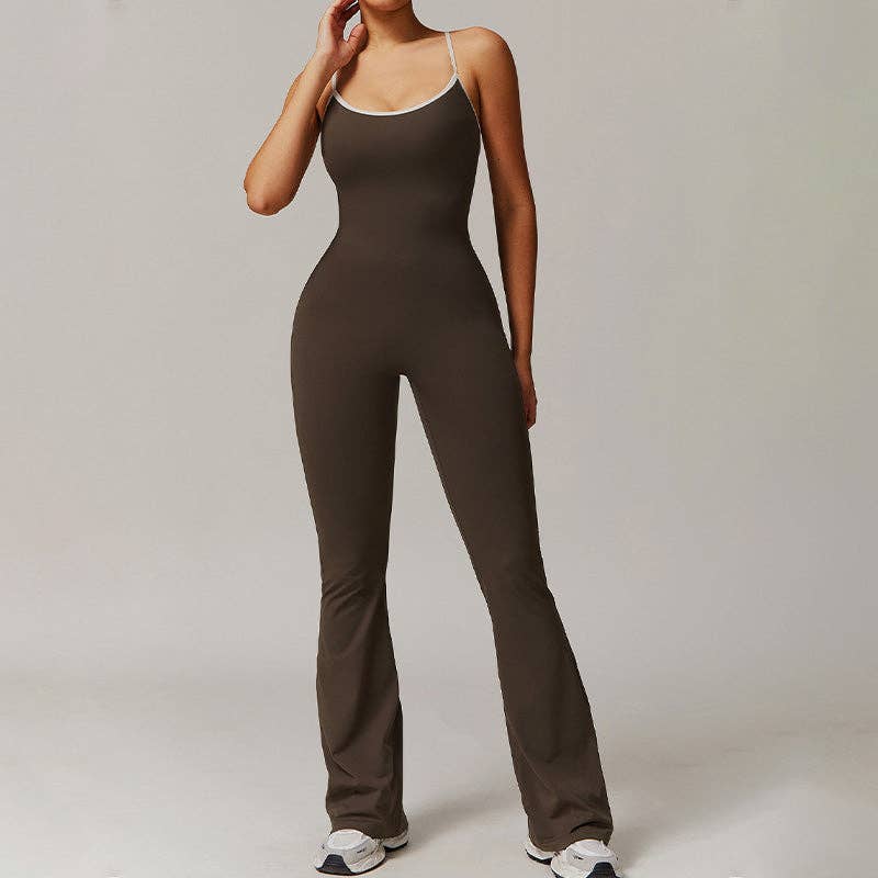 WONDERXFANS - Wholesale Jumpsuit - Women's - Hollow back yoga suit hip-lifting pleated flared jumpsuit3