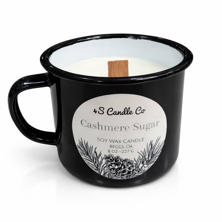 Black Camp Mug Candle Soy Wax for wholesale by 4S Candle Co