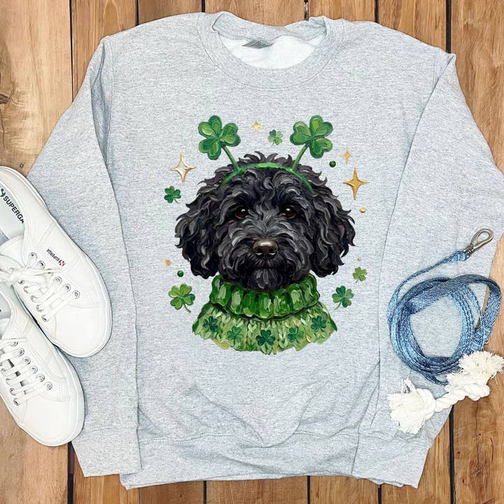 Lucky Black Goldendoodle Sweatshirt for wholesale by Puppy Jo