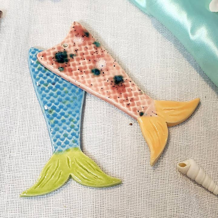 Mermaid Tail Ceramic Ornaments for wholesale by Engage Art Studio