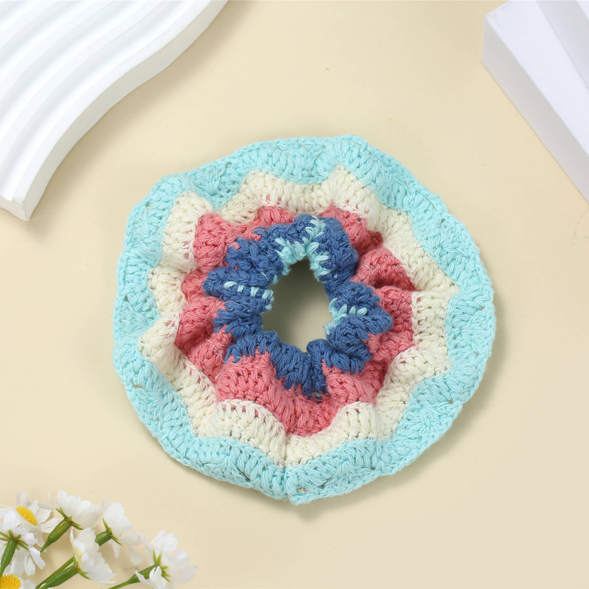 Tourtiwi - Wholesale Scrunchie - Women's - Boho Colorful Handmade Crochet Flower Hair Tie2