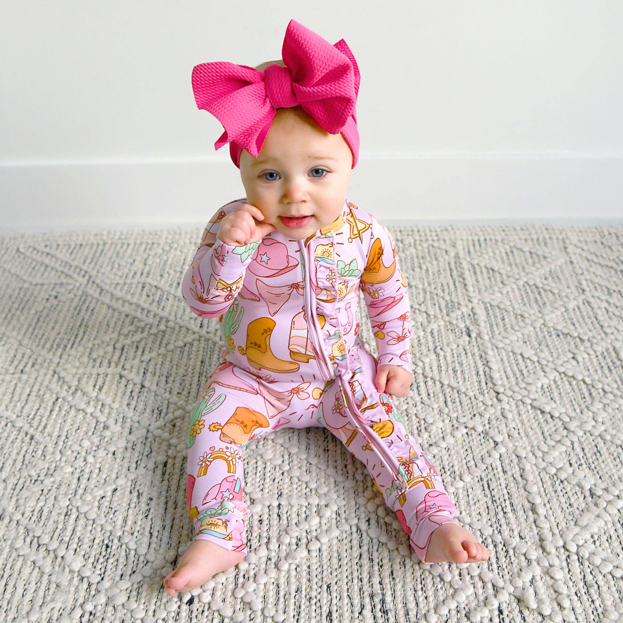 Gigi and Max - Vente Barboteuse – bébé - Lainey RUFFLE ZIP Bambou Bébé Pyjama Petit Ensemble Western8