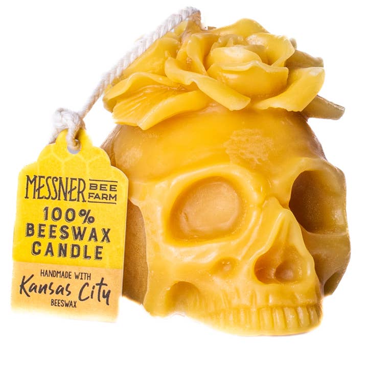 Vela floral con forma de calavera, 100% cera de abejas, hecha a mano para venta al por mayor de Messner Bee Farm