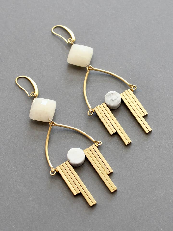 ISLE52 Calcite and magnesite Artdeco earrings for wholesale by David Aubrey Jewelry