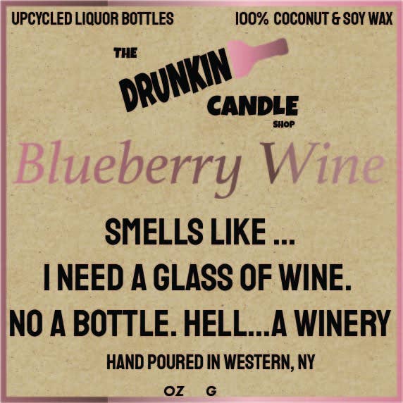 Bougie parfumée aux bleuets pour la vente par The Drunkin Candle Shop