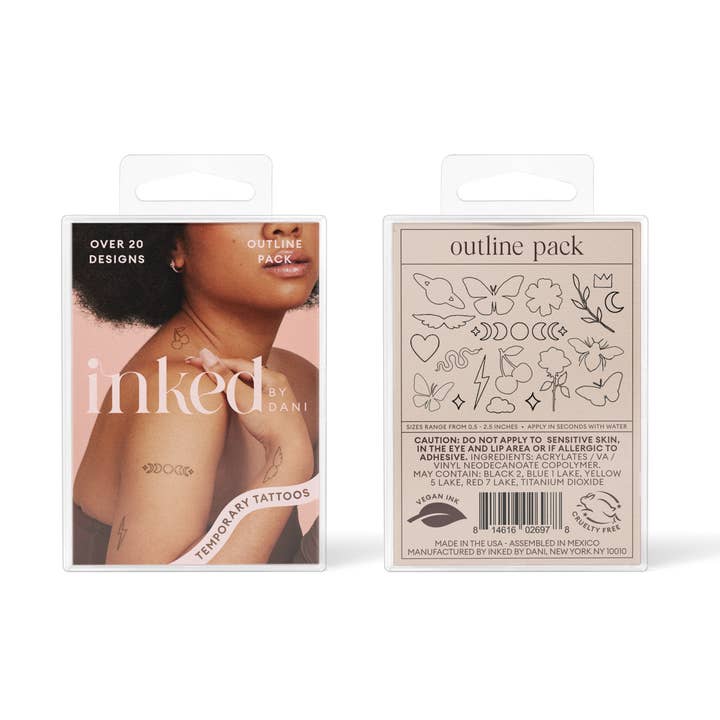 Outline Temporary Tattoo Pack for wholesale by INKED by Dani