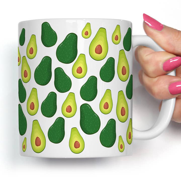 Avocado Pattern Coffee Mug - Nice Gift For A Vegetarian for wholesale by Foxy Mug