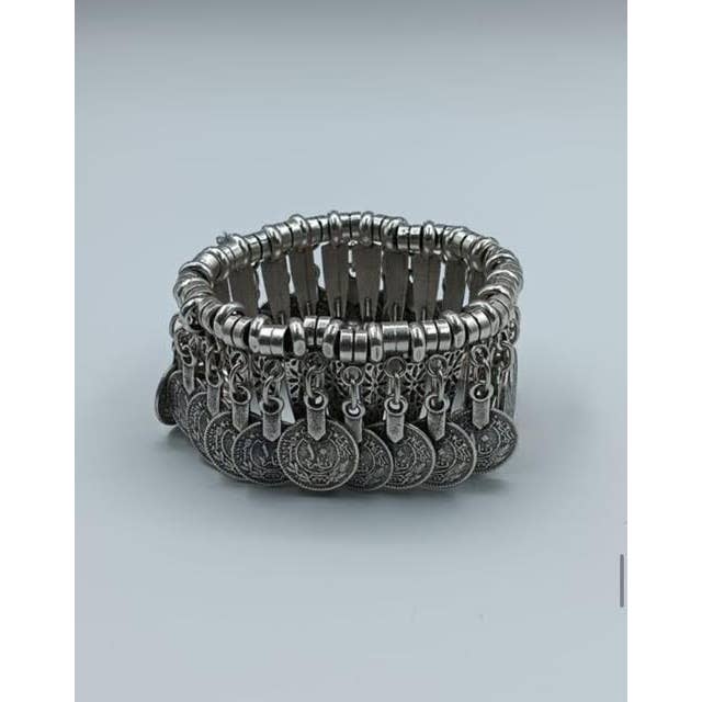 Volare - Vente Bracelets à breloques/pendentifs - Bracelet extensible 1K10 en étain, plaqué argent