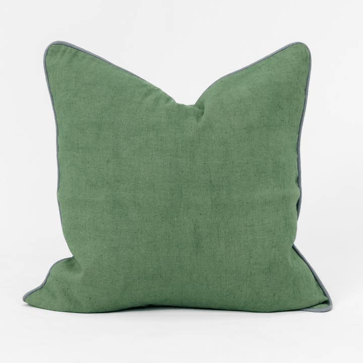 Linen Piped Green & Blue Lounge Cushion 55 x 55cm for wholesale by BHD HOME