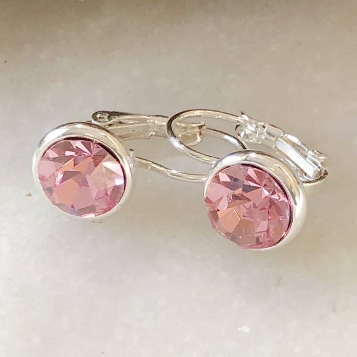 Brincos Leverback Rosa & Prata por atacado de Love Bird Fashion Accessories