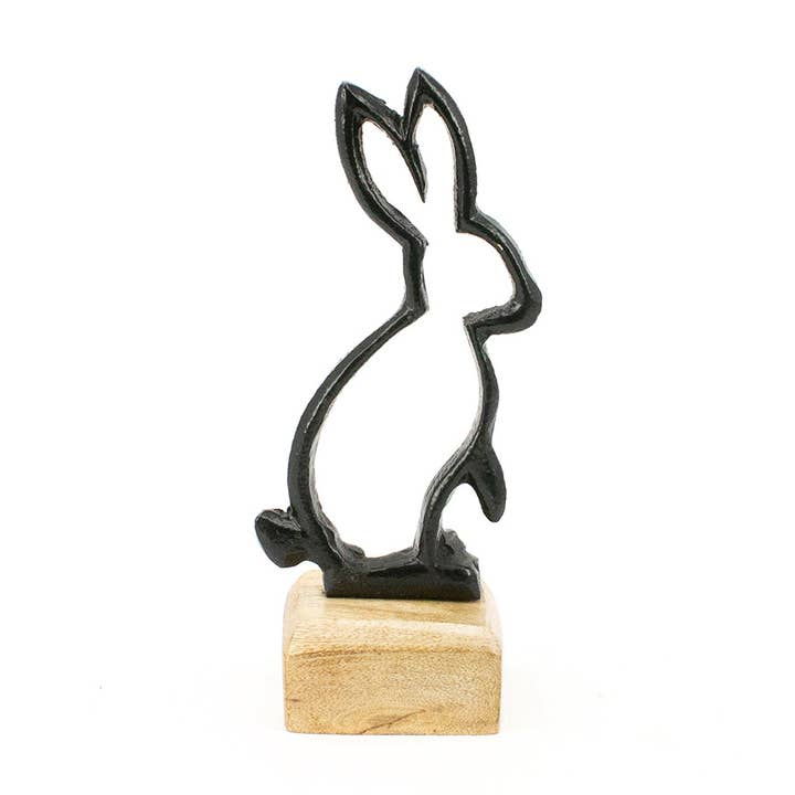 Short Metal Bunny Cutout on Stand for wholesale by WT Collection