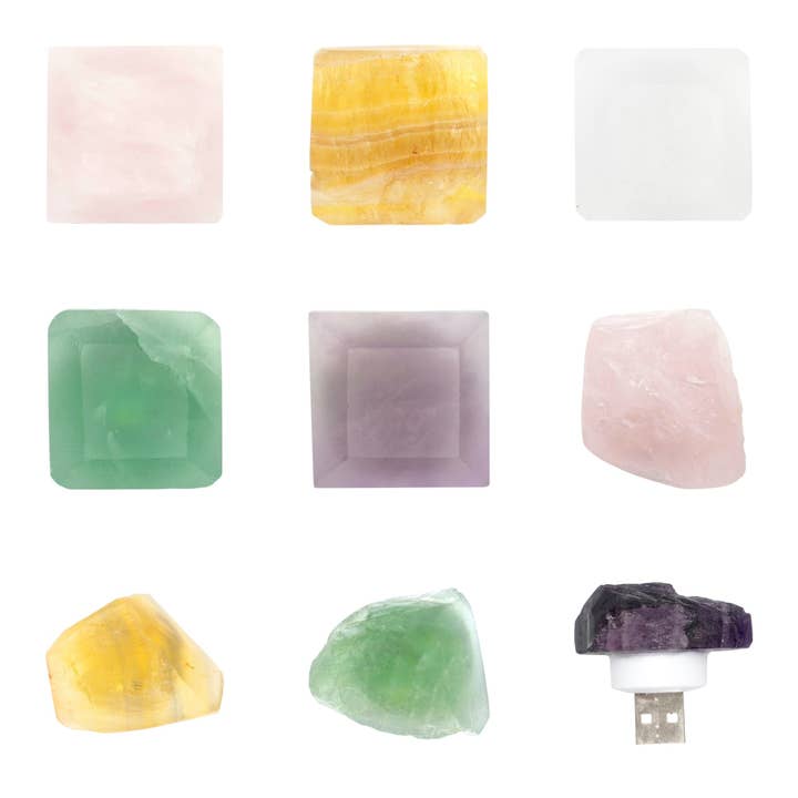 Lampe de nuit/ Veilleuse en pierre naturelle (5 pierres disponible) — Alimentation USB-A pour la vente par Foliesbijoux