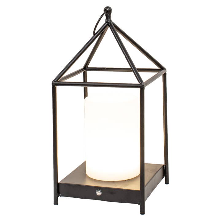 Black Metal Open Air Tri-Function LED Lantern - 16" for wholesale by Col House Designs