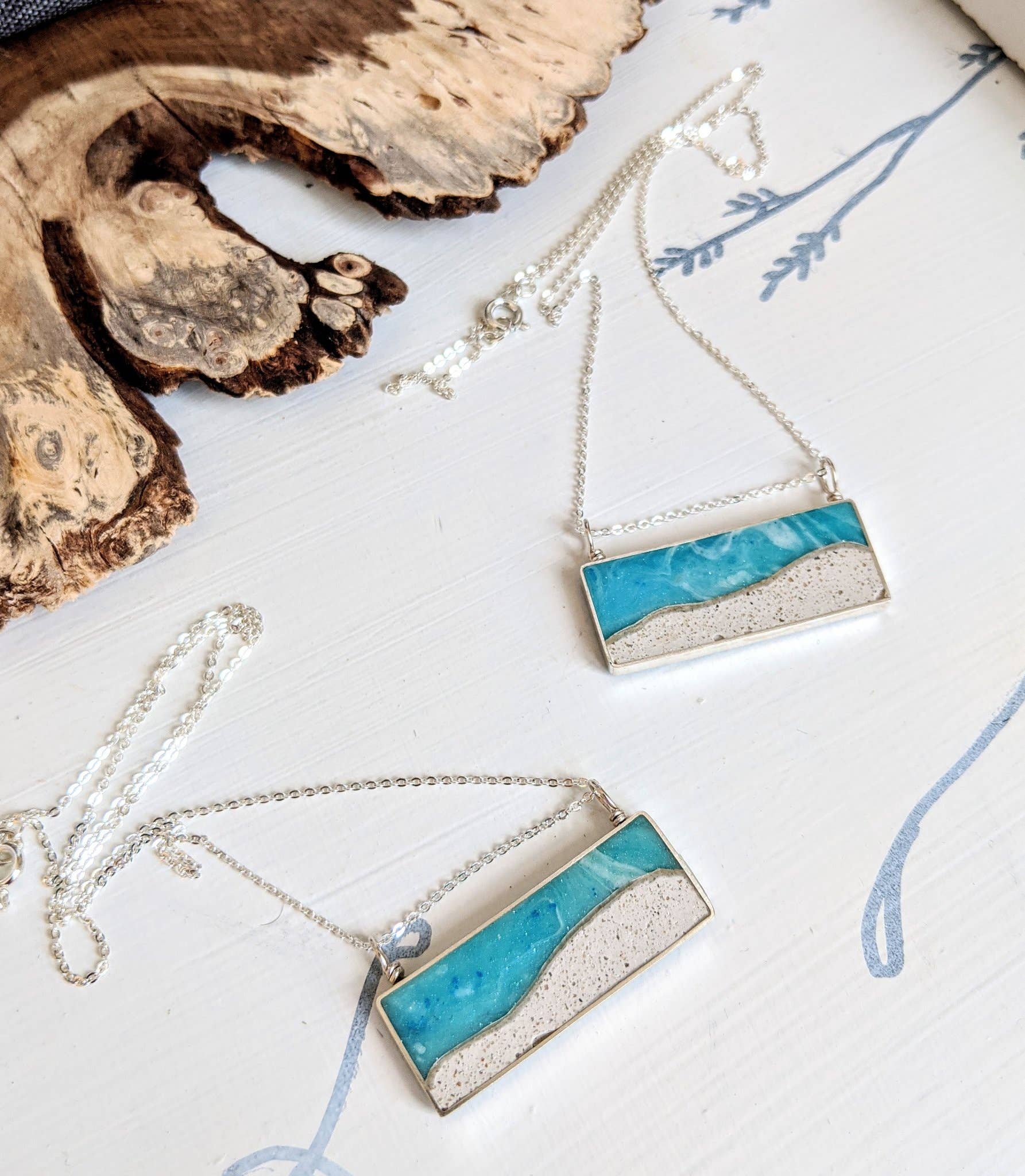 Muro Jewelry - Venta al por mayor Collares con colgantes/abalorios - Collar de plata de ley con escena de playa, turquesa7