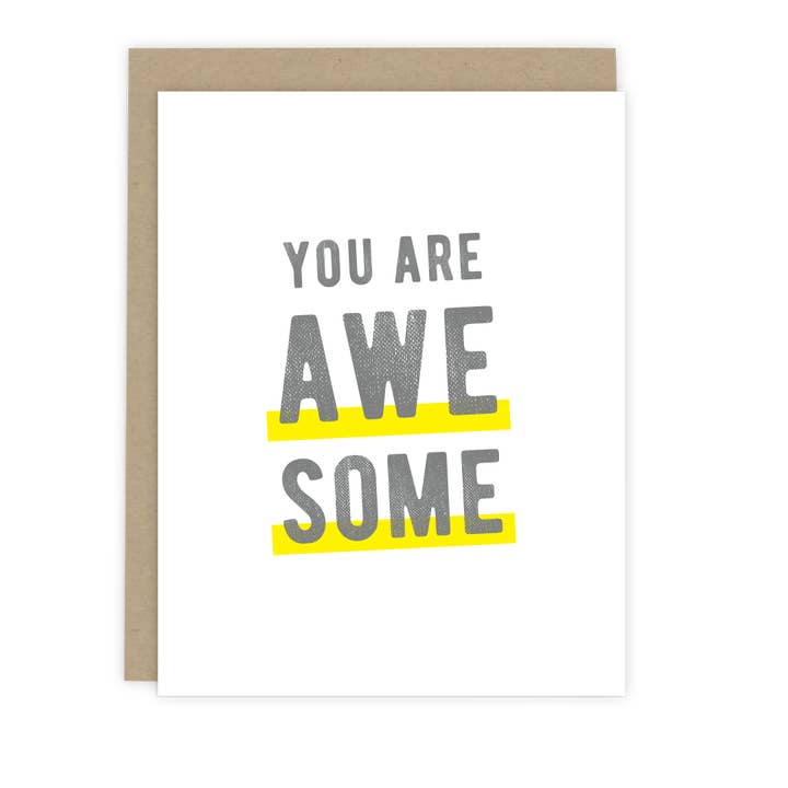 You Are Awesome Greeting Card - Modern Minimalist Card for wholesale by 7th & Palm