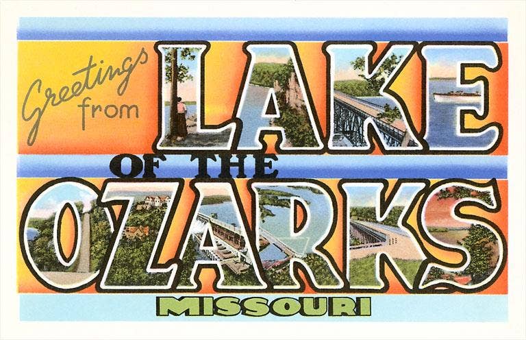 Found Image Press - Vente Cartes postales - Carte postale MO-287 Salutations du lac des Ozarks0
