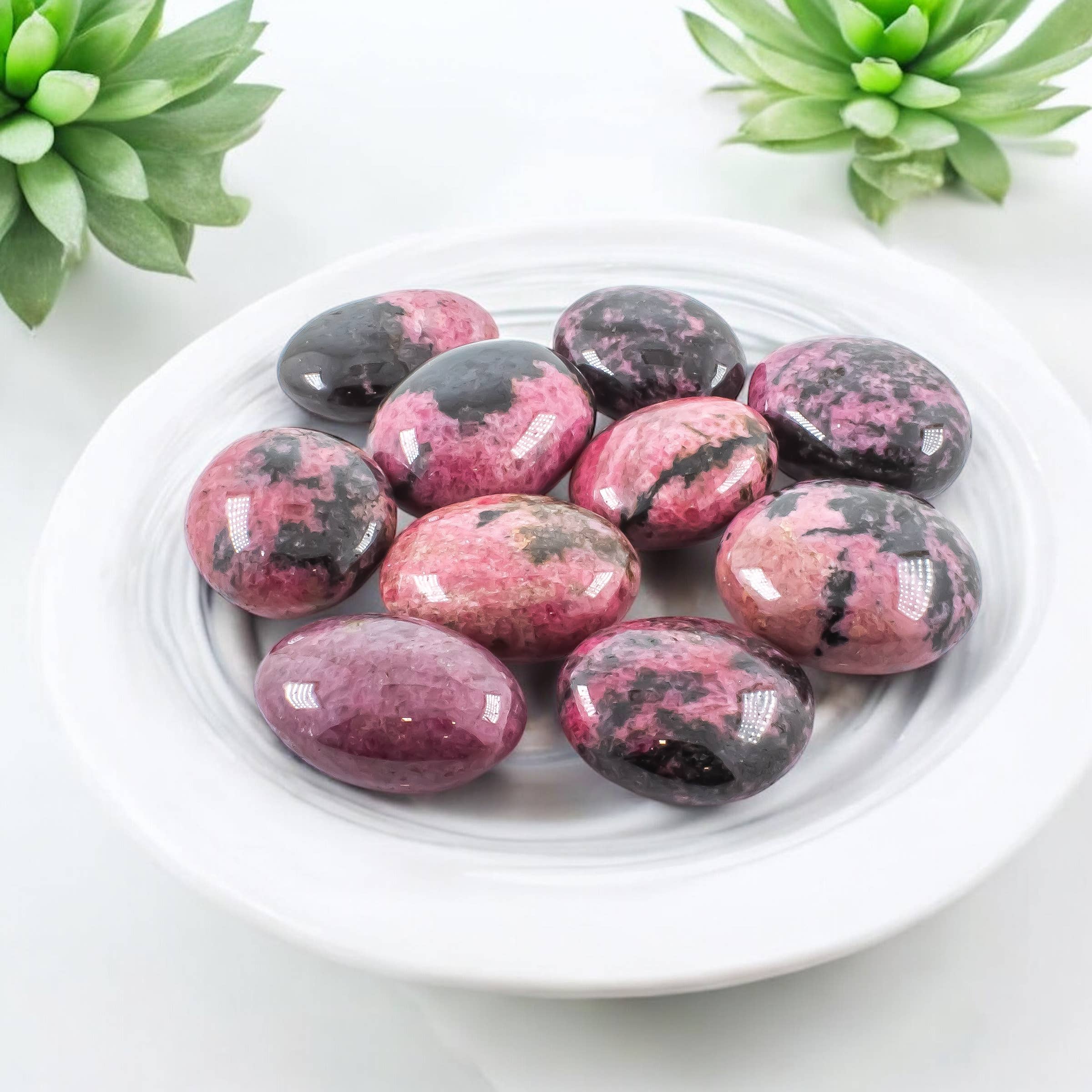 Quasar Gems USA - Wholesale Spiritual Stone/Crystal - Rhodonite Gallets Palm Stone 1kg/2lbs