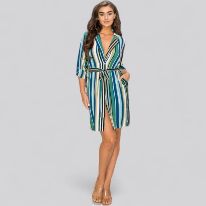 J50134 Contrmporary Pebble Georgette Stripe Shirt Dress
for wholesale by Puzzles Enterprises